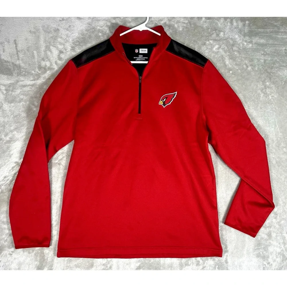 NFL Team Apparel pullover ARIZONA CARDINALS Mens SZ L red 1/4 zip fleece *pic